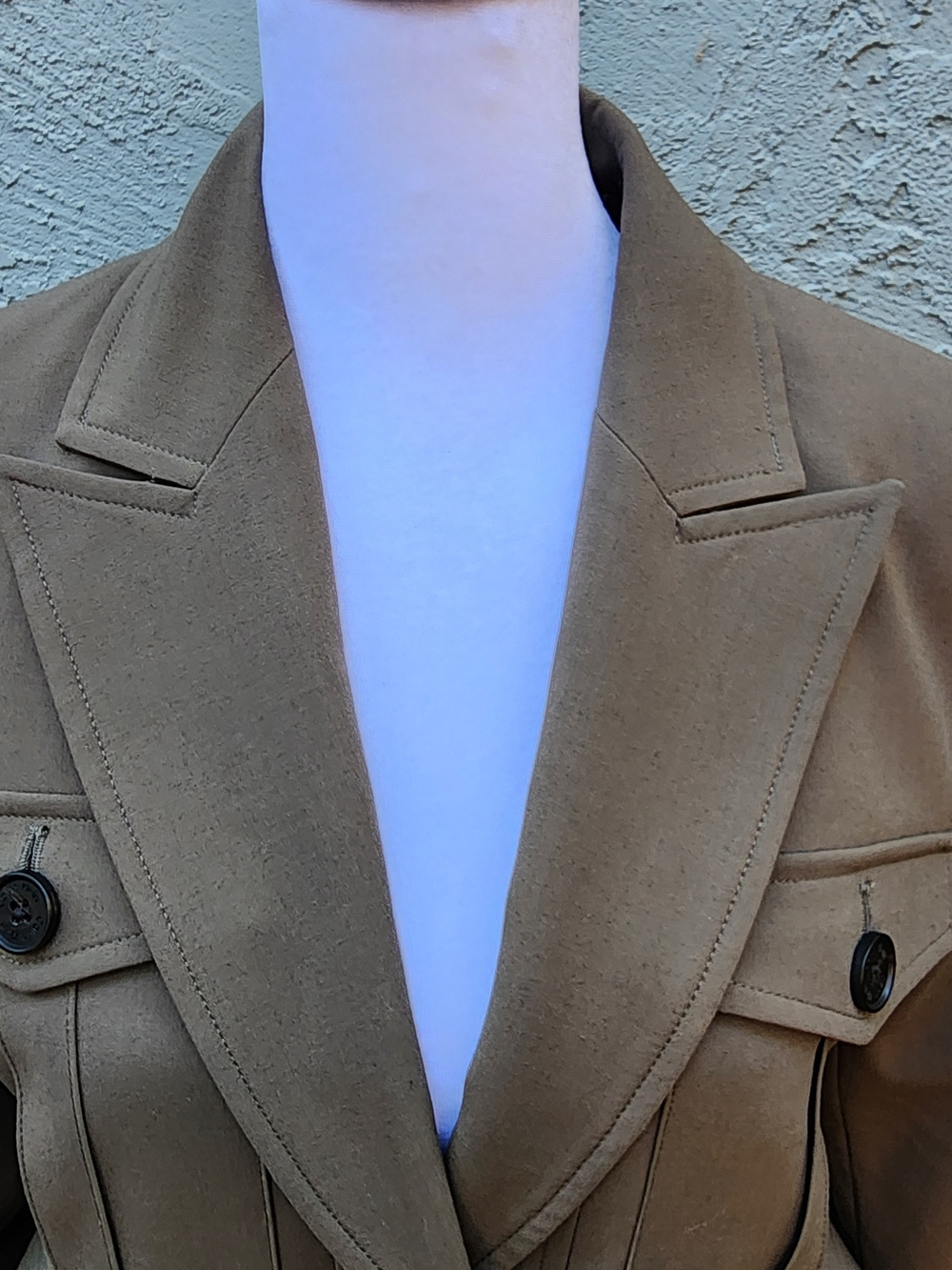 Calvin Klein Khaki Tan Belted Safari Blazer Jacket Utility Cargo Size 6 - Picture 7 of 16